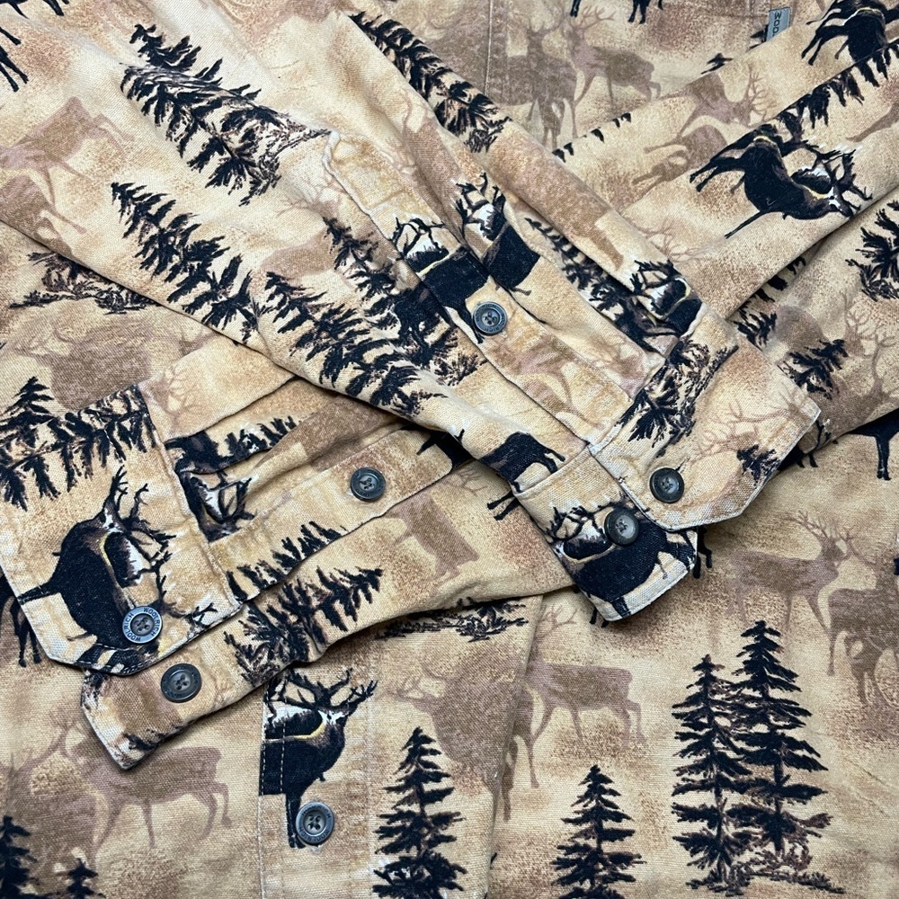 Woolrich Vintage 100% Cotton Dark Wheat Whitetail Deer Forest Outdoors Shirt - Picture 9 of 12